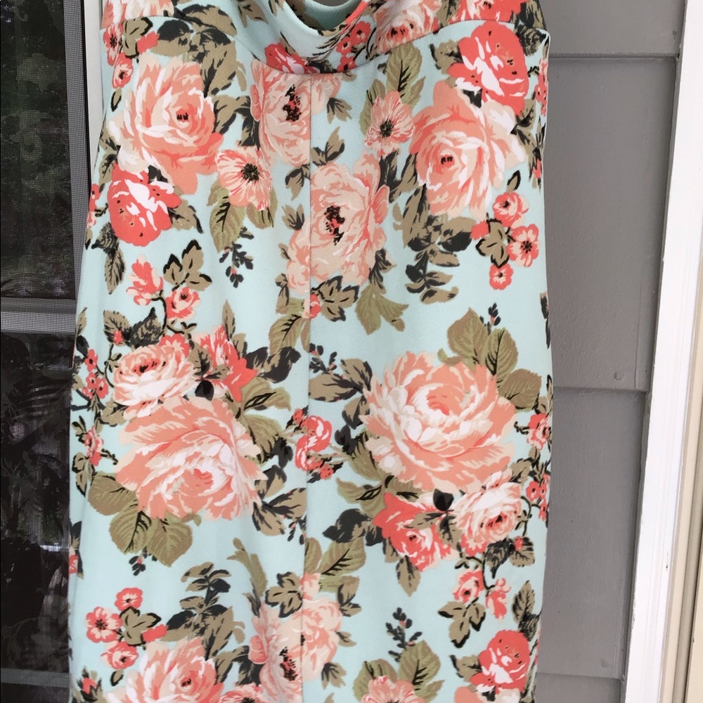 woman acacia aqua colored floral pencil straight skirt size 3x fits like XL EUC - Picture 9 of 9